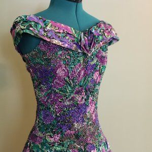 Vintage | Taffeta Floral Tea Dress - image 1